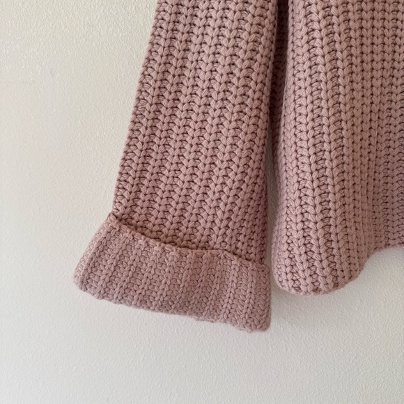 525 AMERICA chunky knit Cozy Pink Turtleneck Sweater medium - Picture 2 of 6